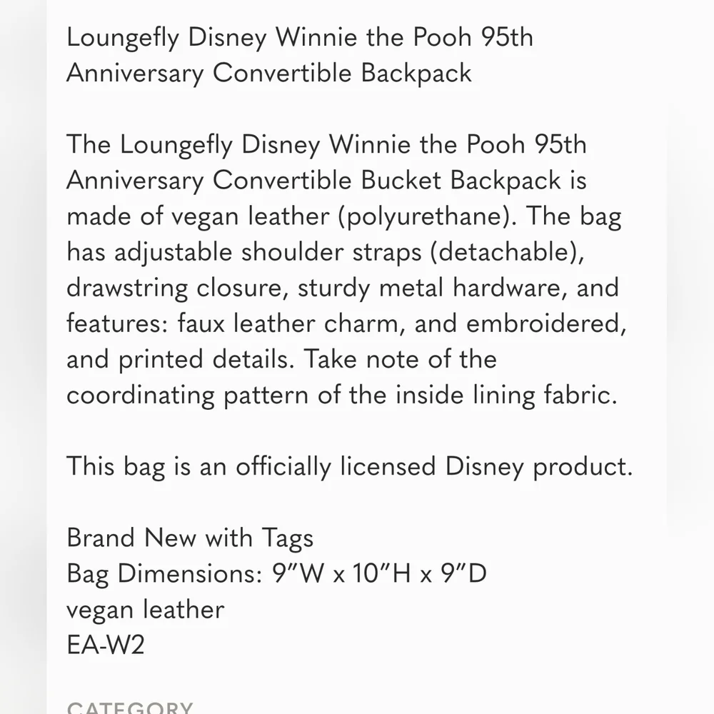 NWT Loungefly Winnie the Pooh 95th Anniversary Bucket Bag/New matching Wallet